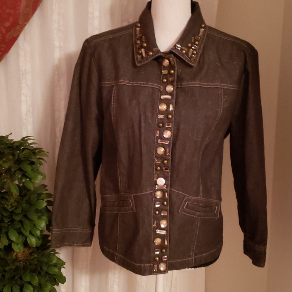 RUBY RD. RAMIE&COTTON DENIM LIKE JACKET